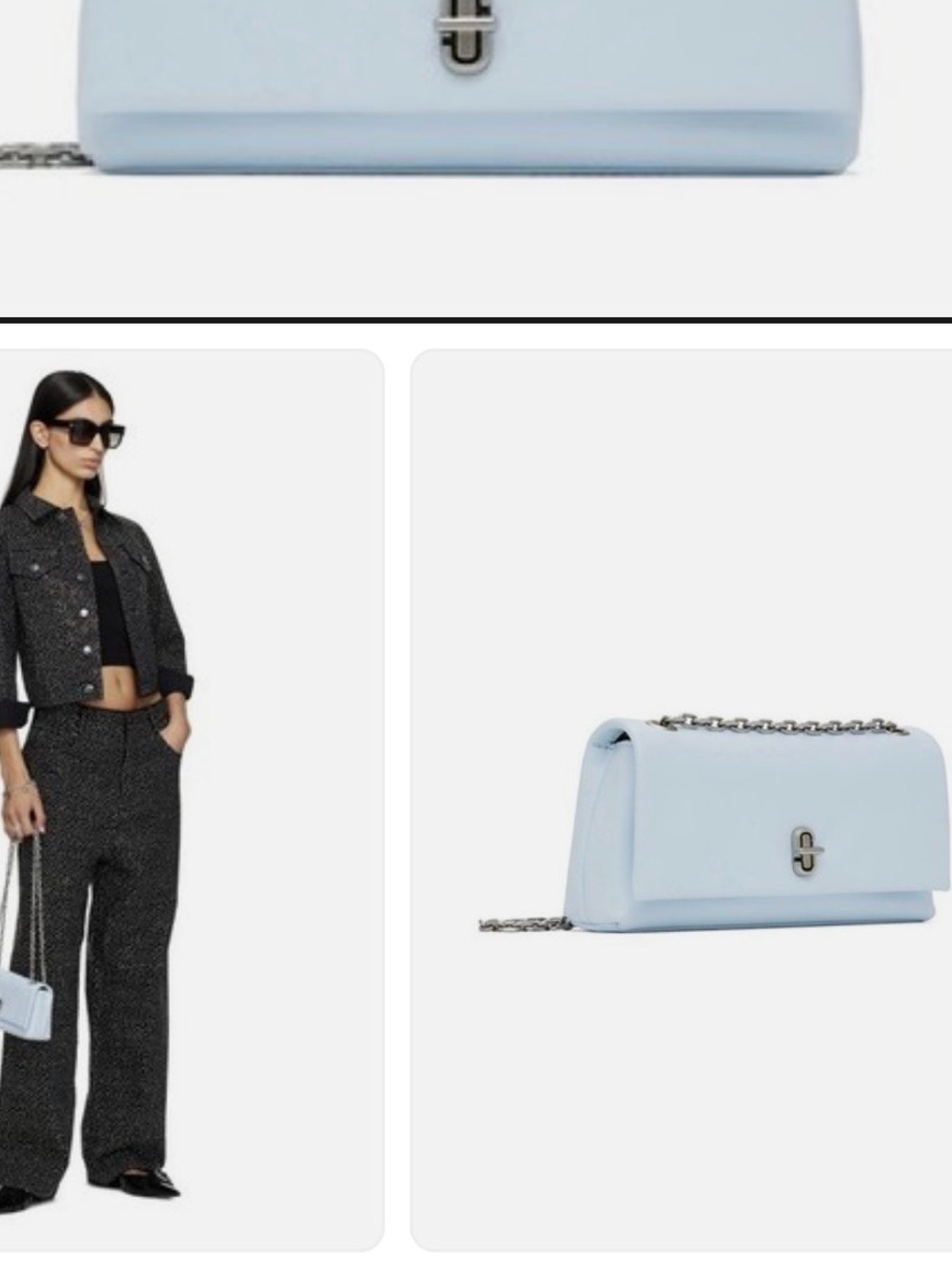 Marc Jacobs Pale Blue Leather Crossbody with Chain Strap